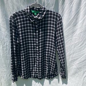 Dip black and white flannel button down shirt, size medium
